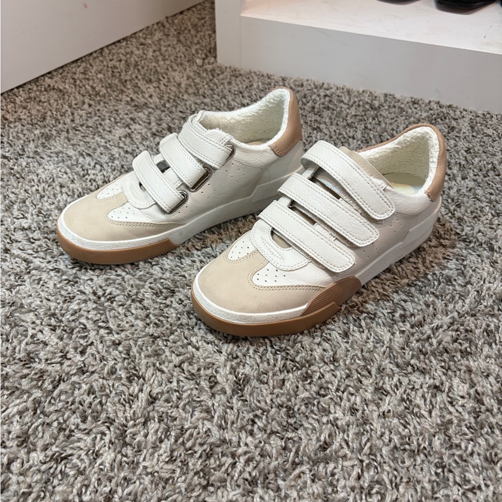 Dolce Vita Cream and Tan Velcro Sneakers